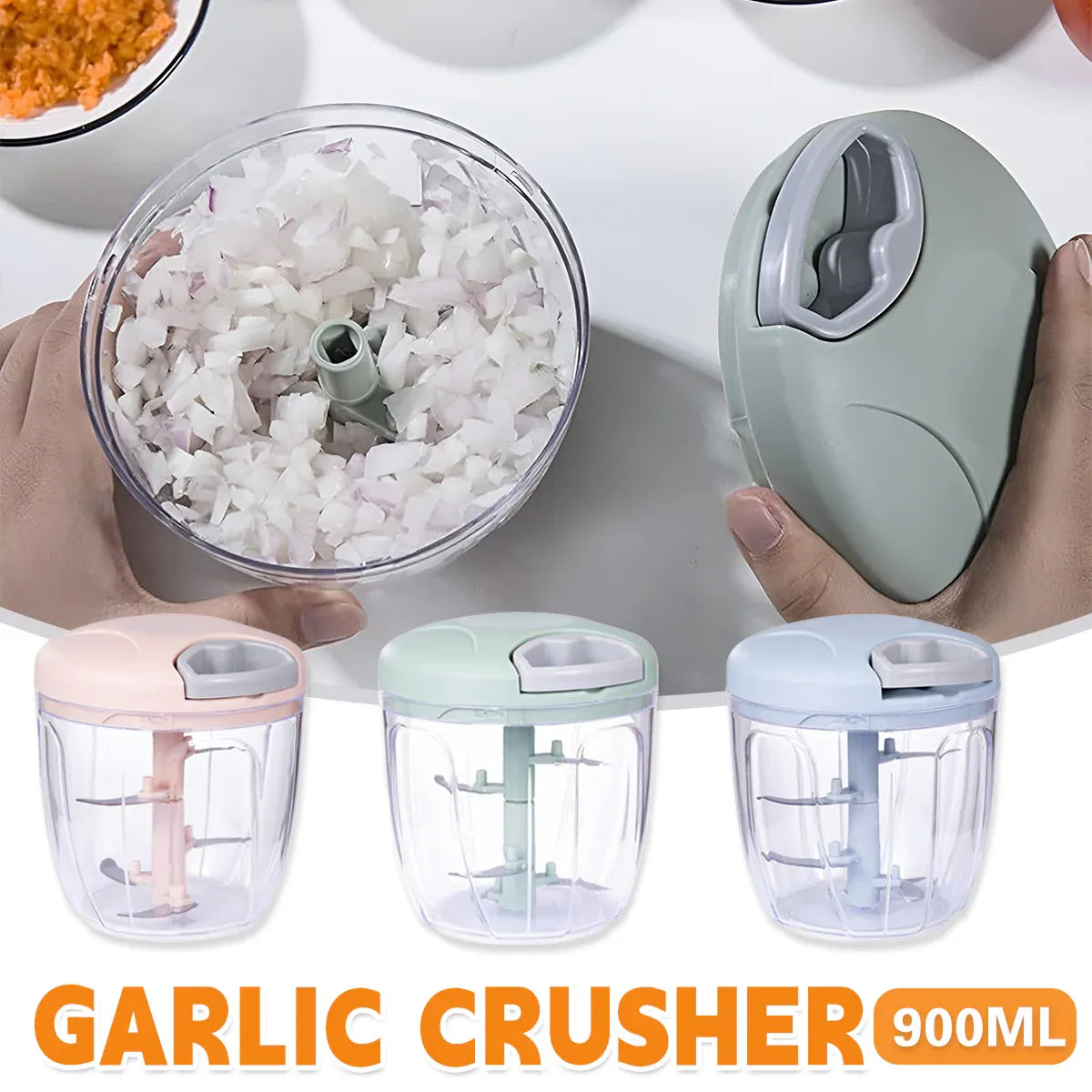 900ml Manual Meat Mincer Garlic Chopper Rotate Garlic Press Crusher Meat Grinder - Pink