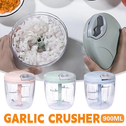 900ml Manual Meat Mincer Garlic Chopper Rotate Garlic Press Crusher Meat Grinder - Pink