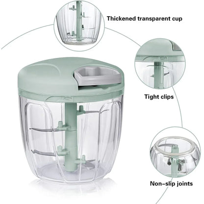 900ml Manual Meat Mincer Garlic Chopper Rotate Garlic Press Crusher Meat Grinder - Pink