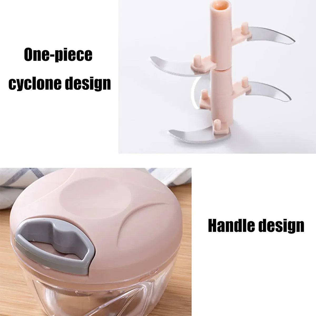 900ml Manual Meat Mincer Garlic Chopper Rotate Garlic Press Crusher Meat Grinder - Pink
