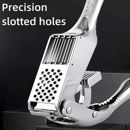 Multifunctional Garlic Press Aluminum Alloy Two-in-One Garlic Cutter Masher Tool