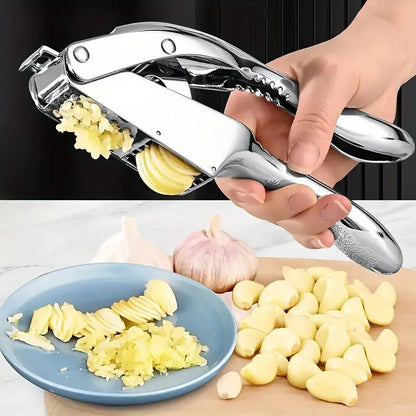 Multifunctional Garlic Press Aluminum Alloy Two-in-One Garlic Cutter Masher Tool