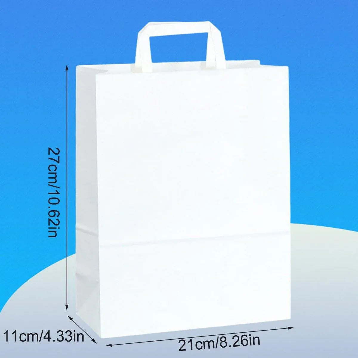 50pcs White Kraft Paper Tote Bags Gift Bags for Packaging Shopping and Storage