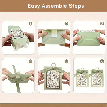 50PCS Gift Bags 3 Colours Aesthetic French Forest Theme Party Packing Bags - Champagne