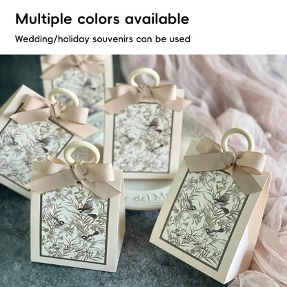 50PCS Gift Bags 3 Colours Aesthetic French Forest Theme Party Packing Bags - Champagne