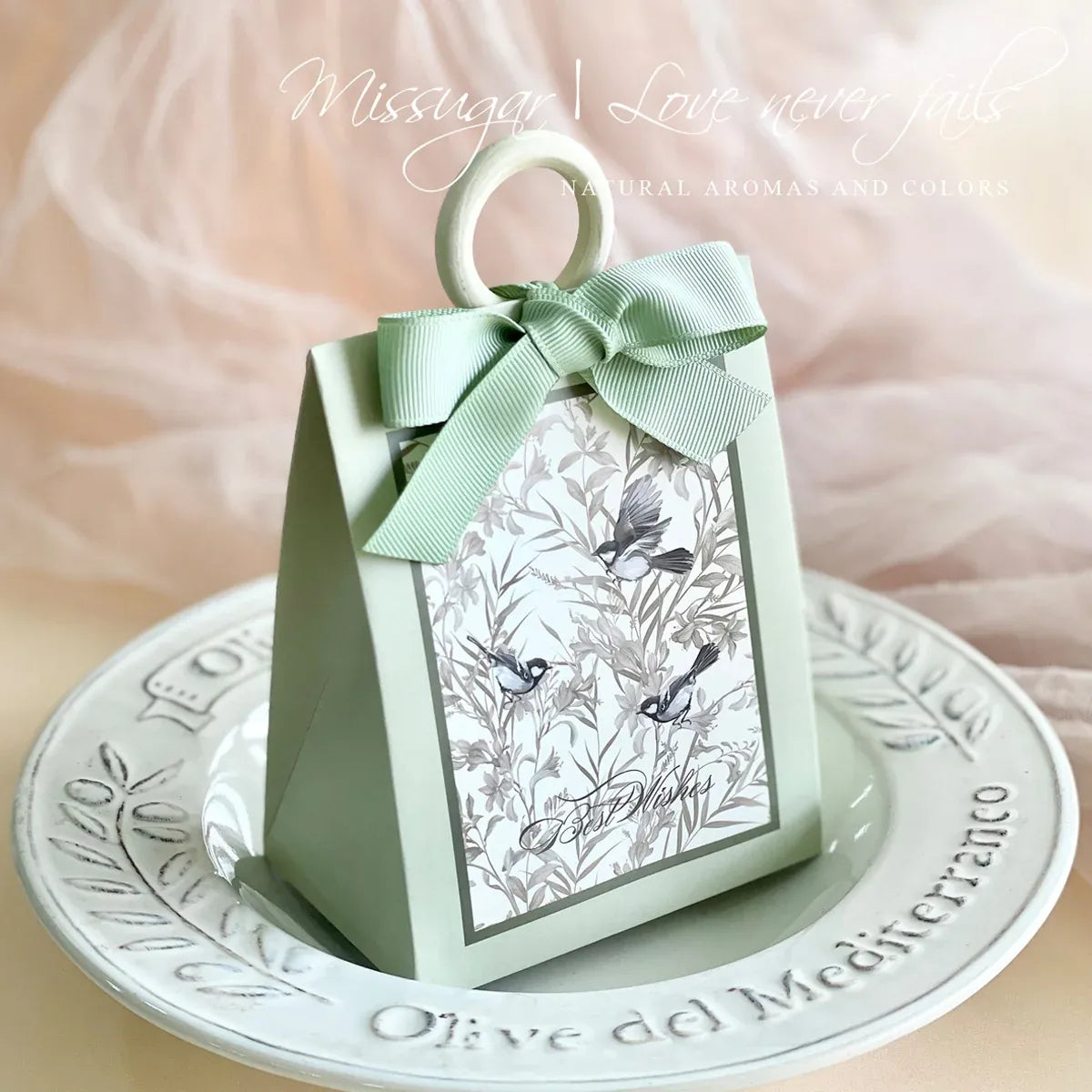50PCS Gift Bags 3 Colours Aesthetic French Forest Theme Party Packing Bags - Green
