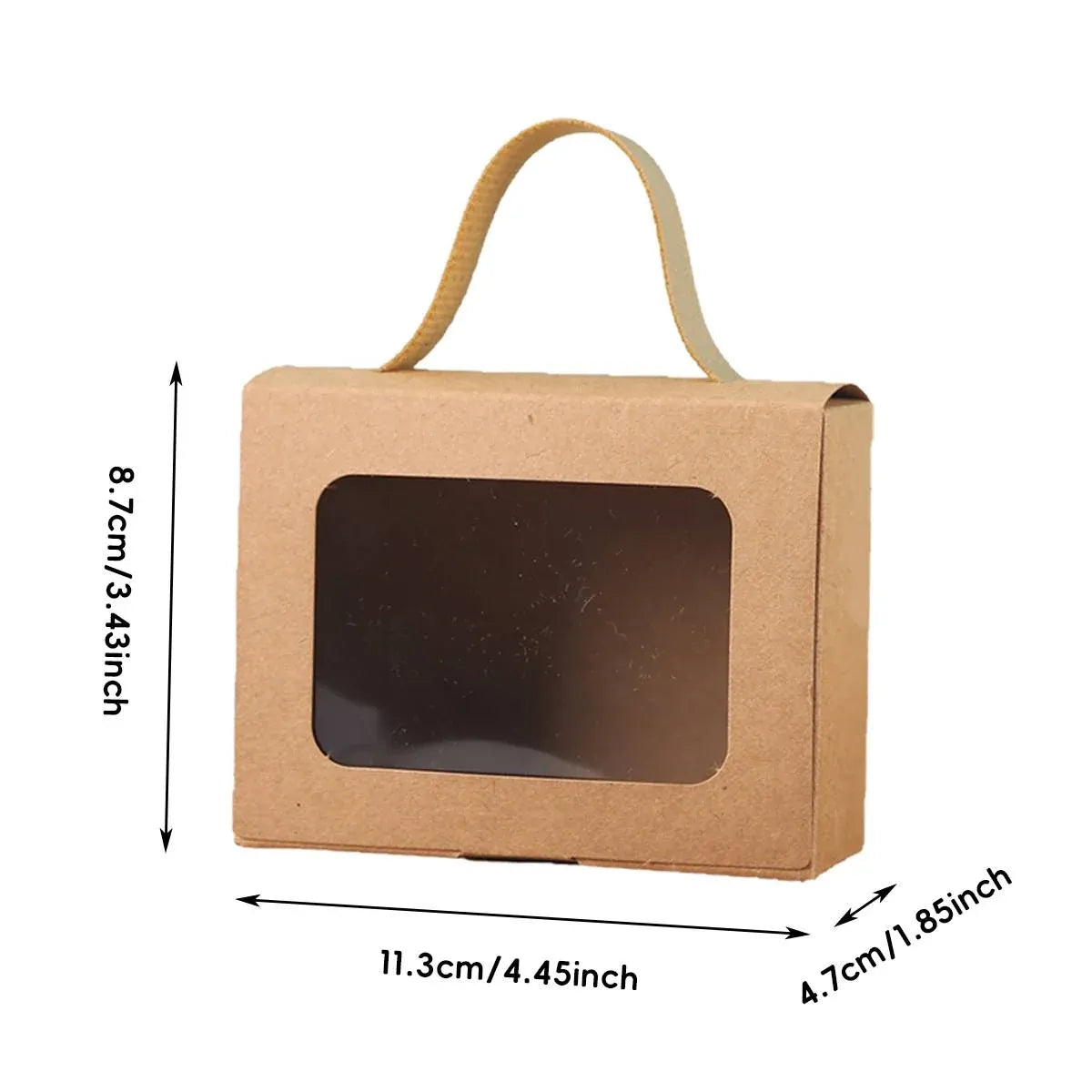 25Pcs Creative Window Gift Box Handle Cardboard Packaging Party Retail Box - Kraft