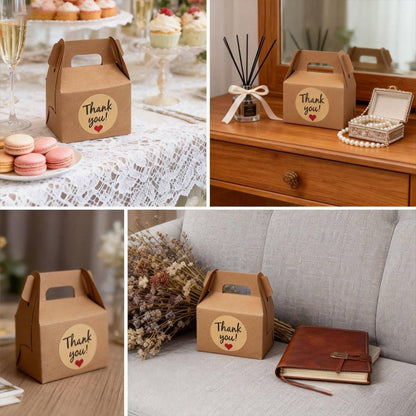 3 Packs Handheld Kraft Paper Gift Boxes with Thank-you Stickers Party Favor Use - Red