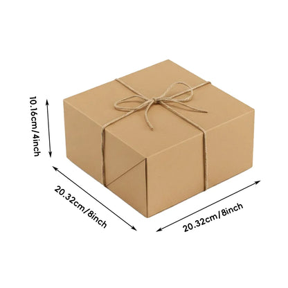 10Pcs Kraft Gift Boxes Set with Jute Rope 8x8x4 Inch Party Favour Packaging - White