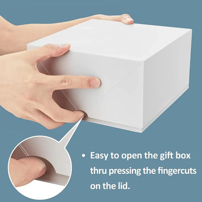 10Pcs Kraft Gift Boxes Set with Jute Rope 8x8x4 Inch Party Favour Packaging - White