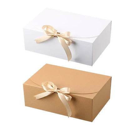 20 Pcs Holiday Party Gift Boxes Festive Packaging Box Set Foldable Kraft White - White