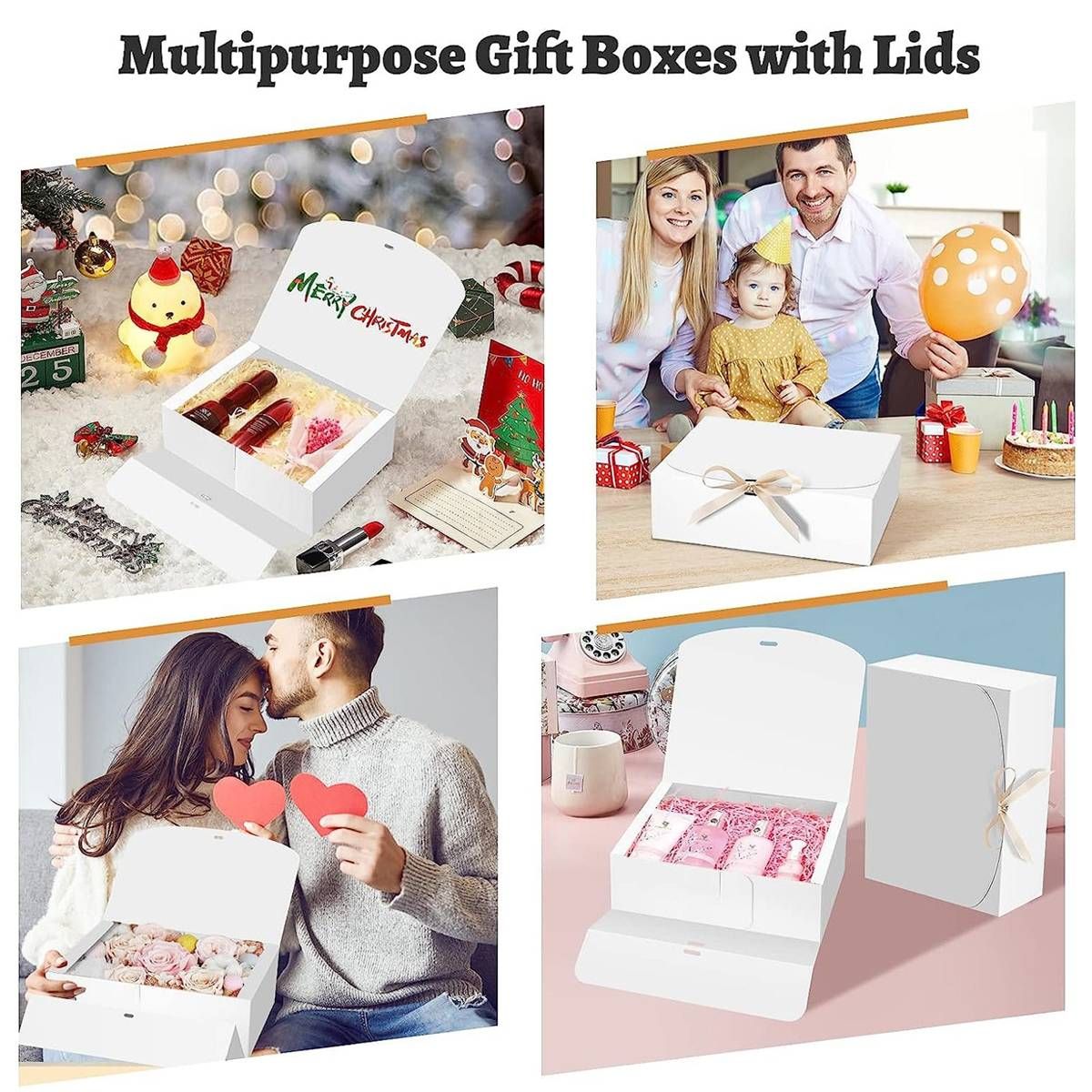 20 Pcs Holiday Party Gift Boxes Festive Packaging Box Set Foldable Kraft White - White