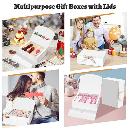 20 Pcs Holiday Party Gift Boxes Festive Packaging Box Set Foldable Kraft White - White