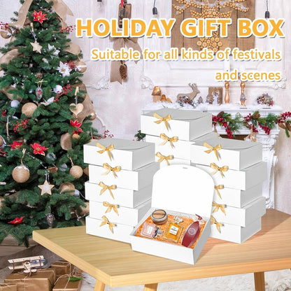 20 Pcs Holiday Party Gift Boxes Festive Packaging Box Set Foldable Kraft White - White