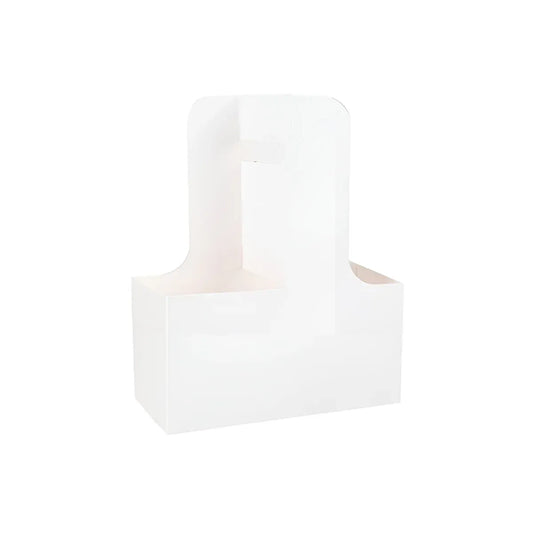 50PCS Handheld Double Cup Holder Sturdy Portable for Coffee Beverages Takeaway - White