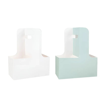50PCS Handheld Double Cup Holder Sturdy Portable for Coffee Beverages Takeaway - White