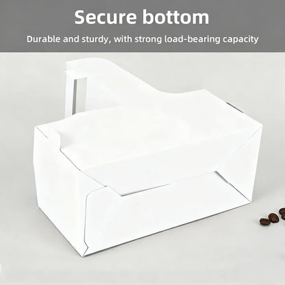 50PCS Handheld Double Cup Holder Sturdy Portable for Coffee Beverages Takeaway - White