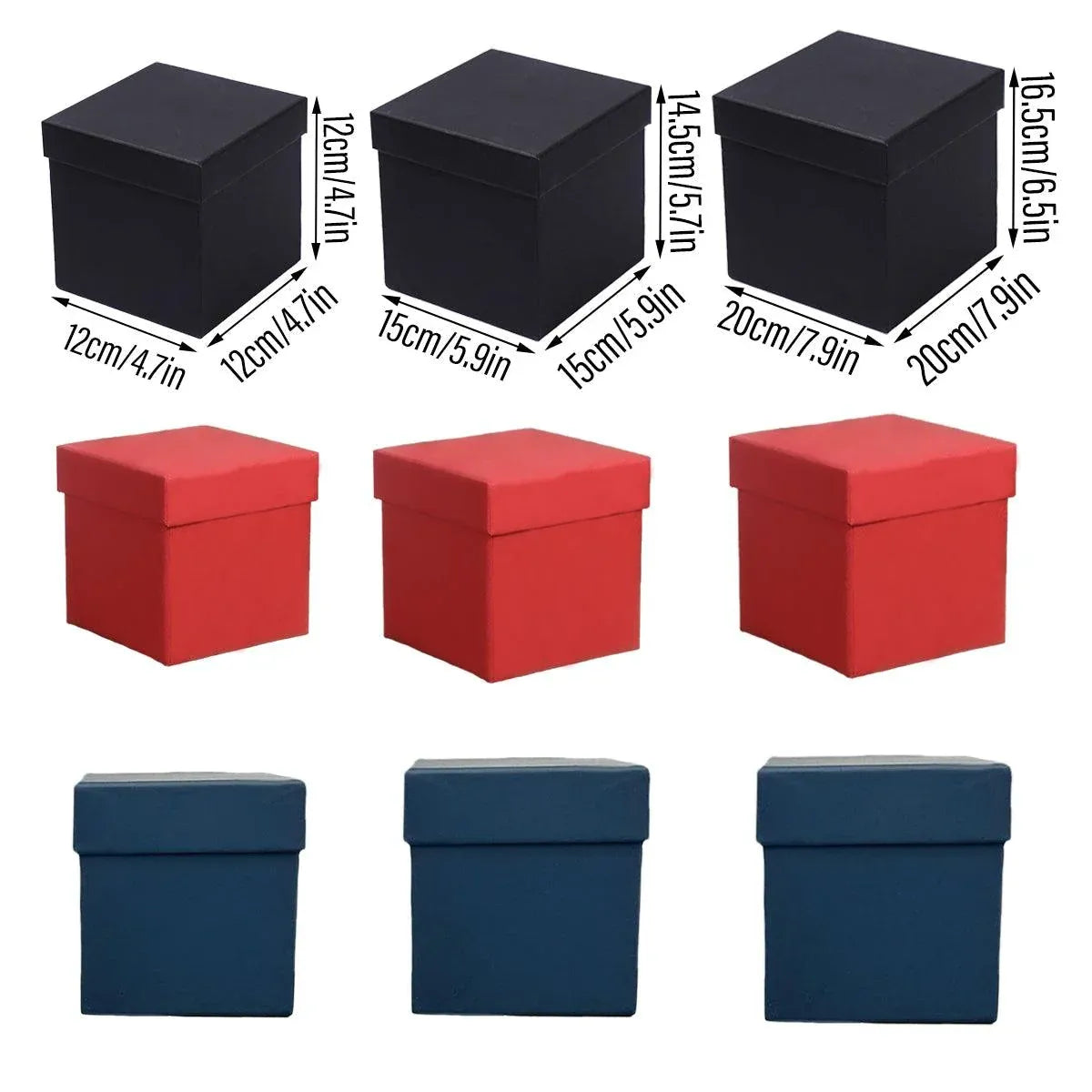 Square Gift Boxes 8pcs Empty Packaging Boxes for Favour Party Wedding Storage - Black-20x16.5cm