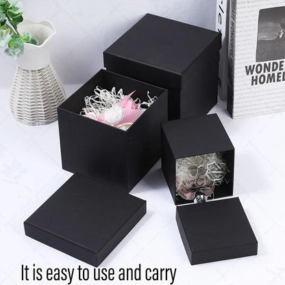 Square Gift Boxes 8pcs Empty Packaging Boxes for Favour Party Wedding Storage - Black-20x16.5cm