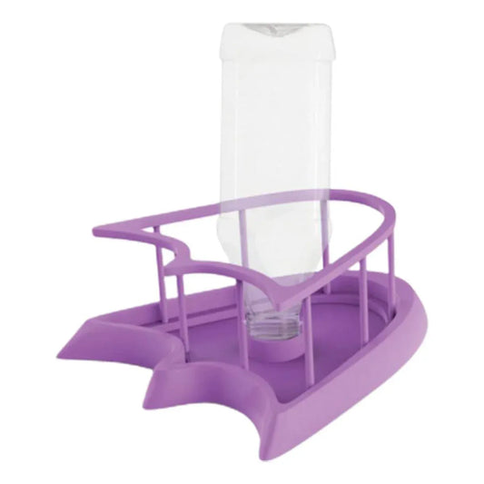 Reptile Water Bowl with Bottle for Lizard Gecko Snake Inverted Bottle Dispenser - Purple Platform S