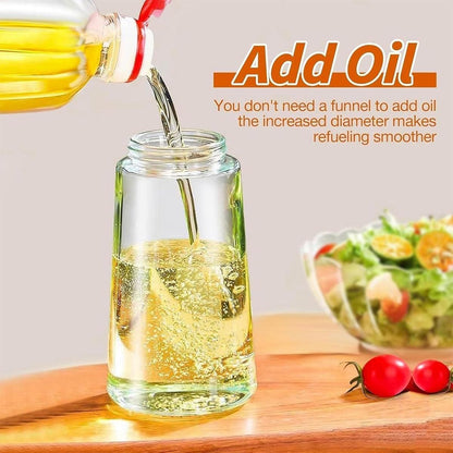 2-in-1 470ml Glass Oil Bottle Spray Pour Automatic Pressure Control Kitchen Tool - Beige