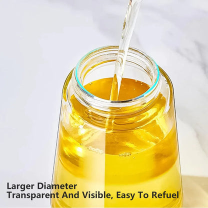 2-in-1 470ml Glass Oil Bottle Spray Pour Automatic Pressure Control Kitchen Tool - Beige