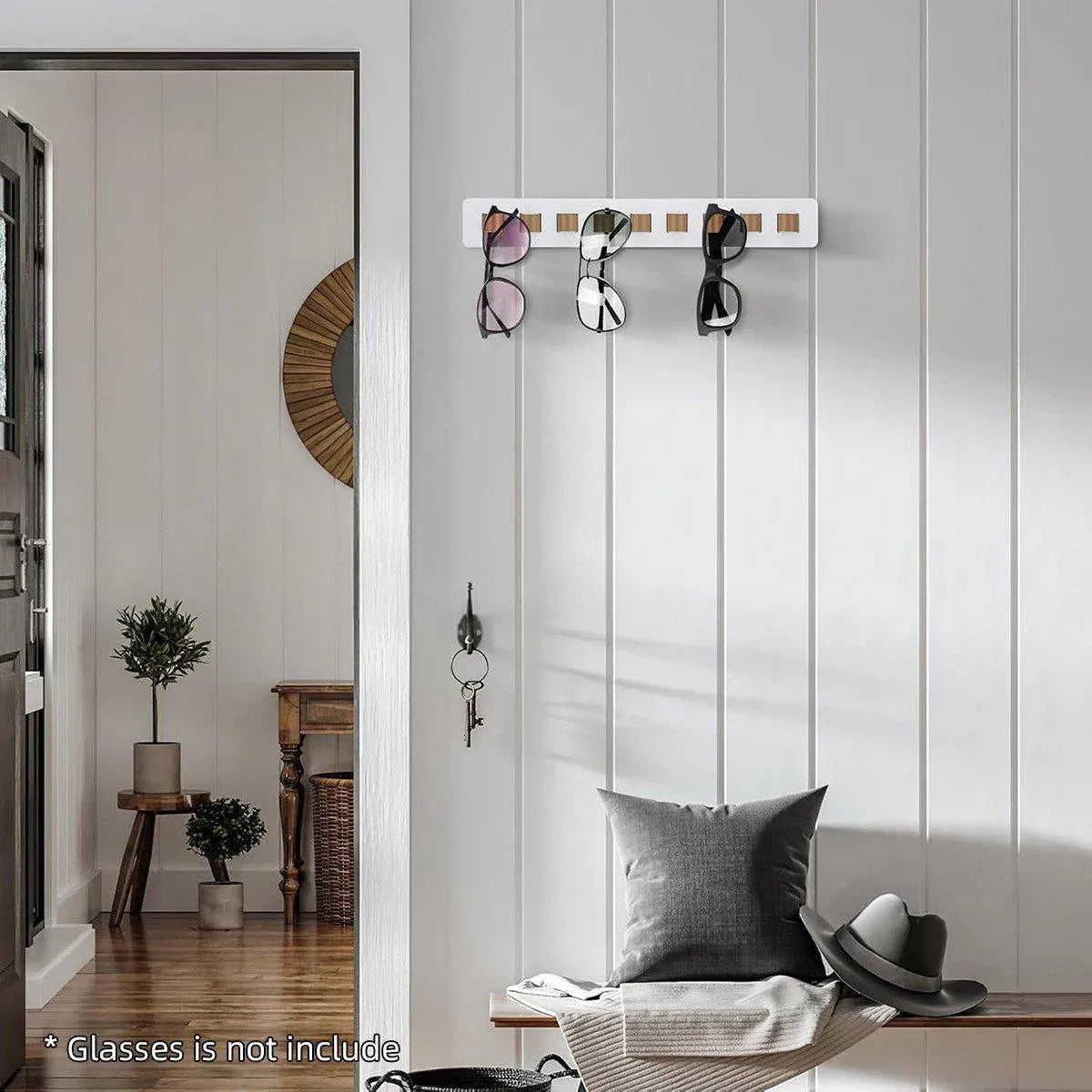 Wall Mount Glasses Storage Rack for Sunglasses Organizer Home Display Rack - White