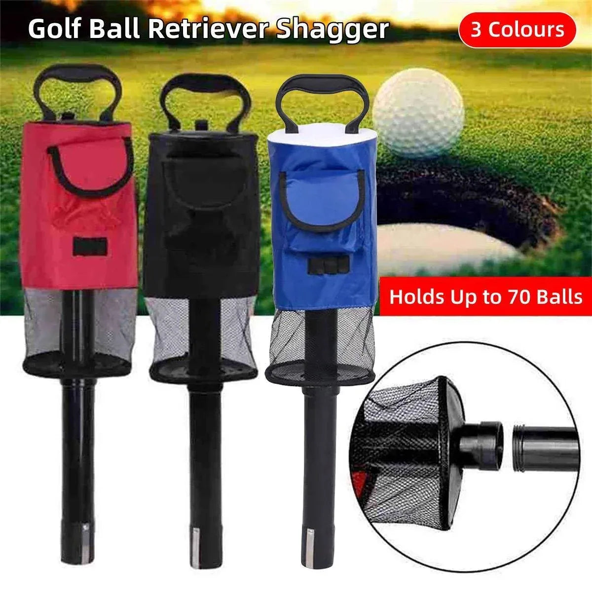 Golf Mesh Ball Pickup Tube Golf Accessories Portable Golf Ball Retriever Tool - Blue