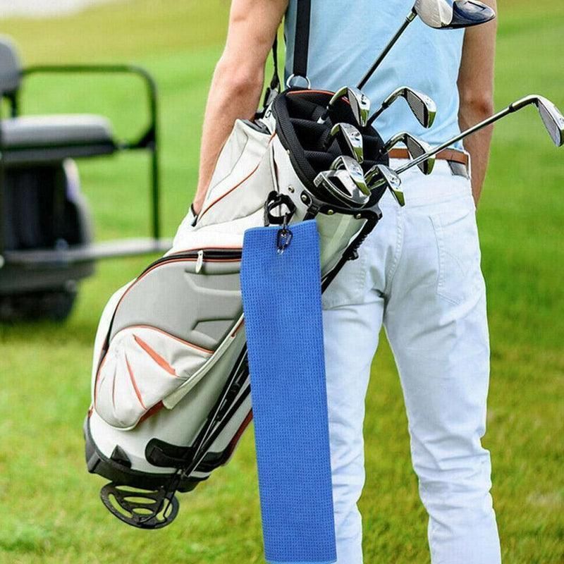 Golf Towel Waffle Cotton Sports Cleaning Cloth with Carabiner Clip