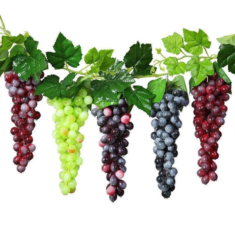 10Pcs Lifelike Artificial Grapes Decorative Fake Fruit for Weddings & Decor - Green