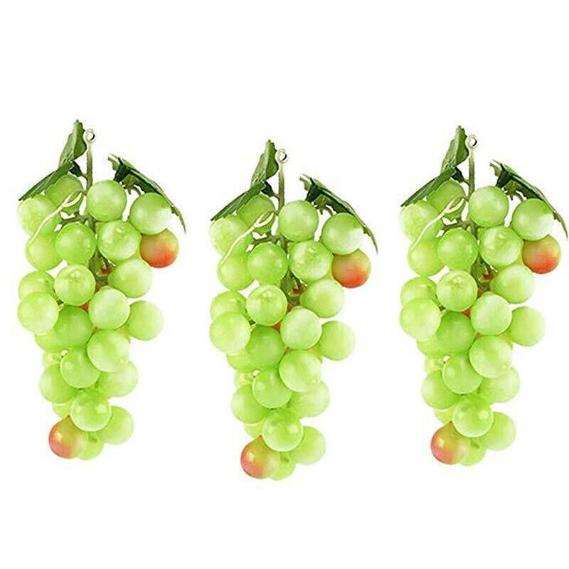 10Pcs Lifelike Artificial Grapes Decorative Fake Fruit for Weddings & Decor - Green