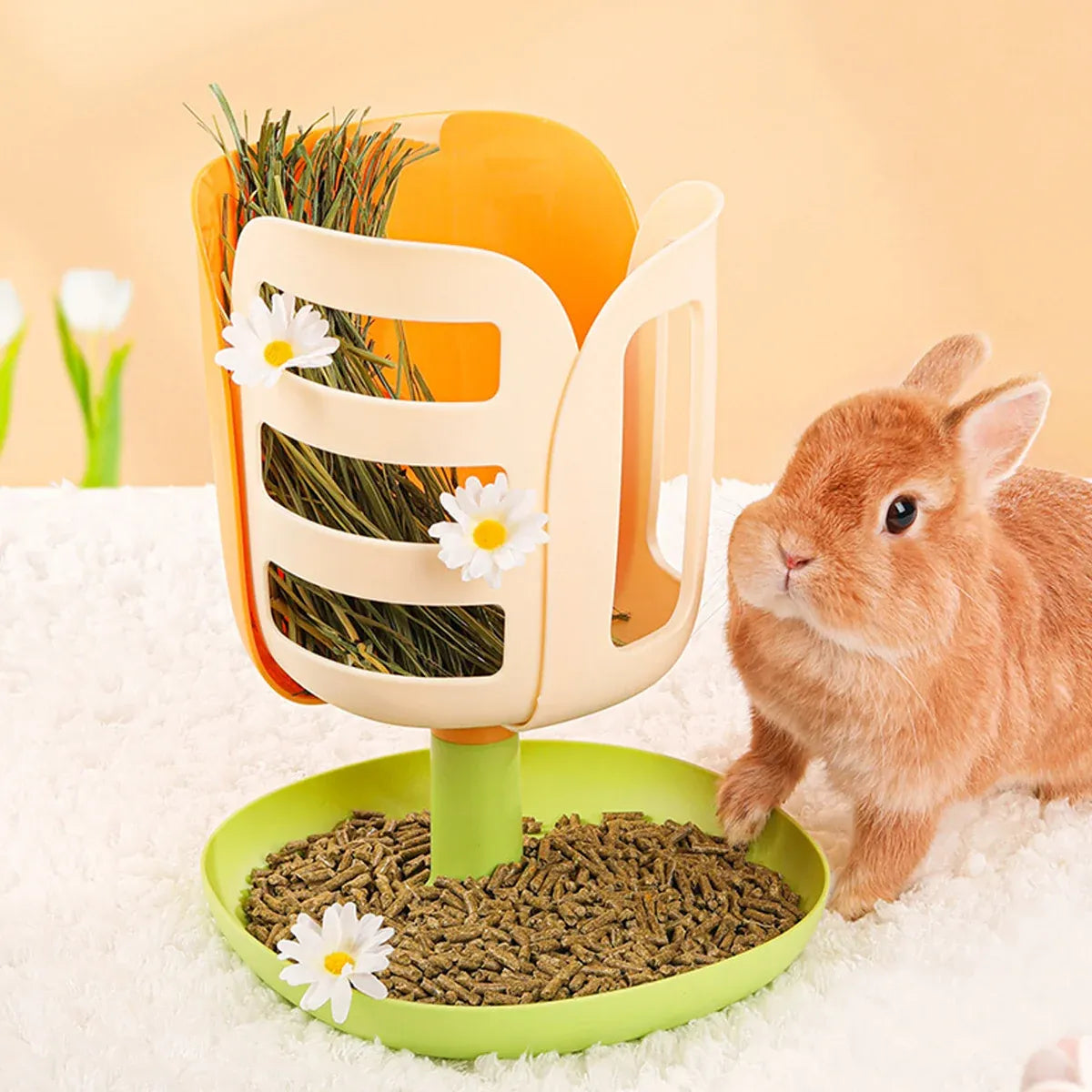 Rabbit Hay Rack Feeder Hay Bowl Food Container Anti Waste Easy Clean Durable