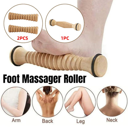Wooden Foot Massage Roller Stick Manual Massager Tool for Feet Legs Arms - 22x4x4cm