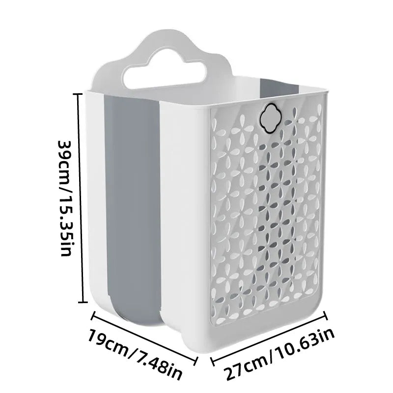 Household Foldable Dirty Clothes Basket Wall Mounted for Bathroom Storage
