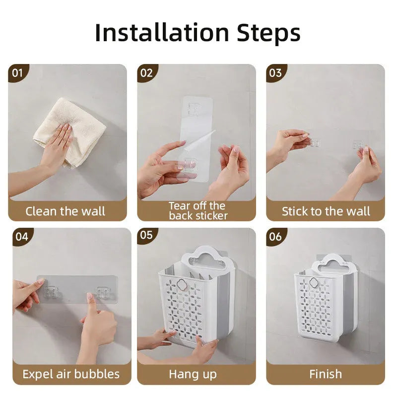 Household Foldable Dirty Clothes Basket Wall Mounted for Bathroom Storage