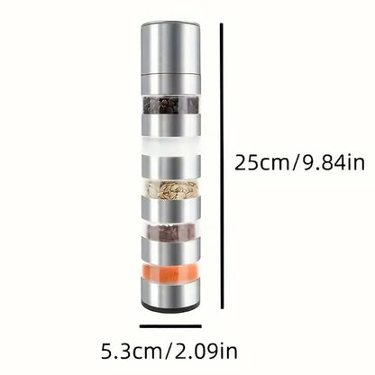 5 in 1 Stainless Steel Salt and Pepper Grinder Manual Spice Grinder Bottle Kitchen