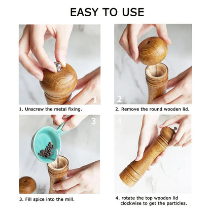 Wooden Pepper Grinder Pepper Mill Set Manual Home Salt Pepper Powder Bottle ﻿ - 5inch