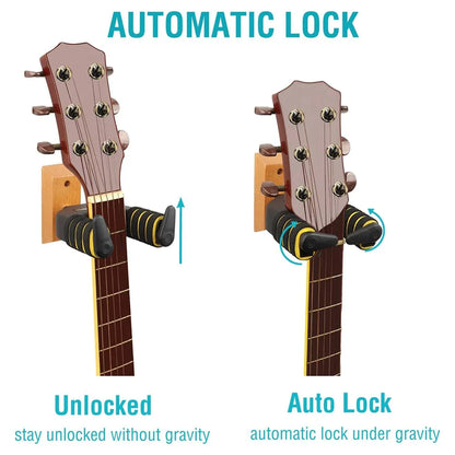 Guitar Stand Self Locking Hook Wall Mounted Hanger Guitar Hook Heavy Duty Holder