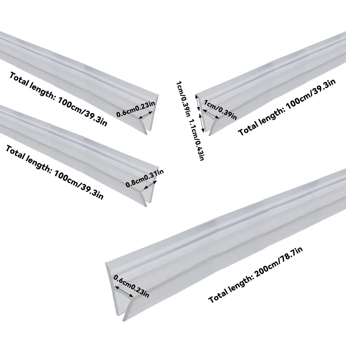 Silicone Sealing Strip Weatherproof Soundproof Door Window Seal for Home Office - 1 x 100CM