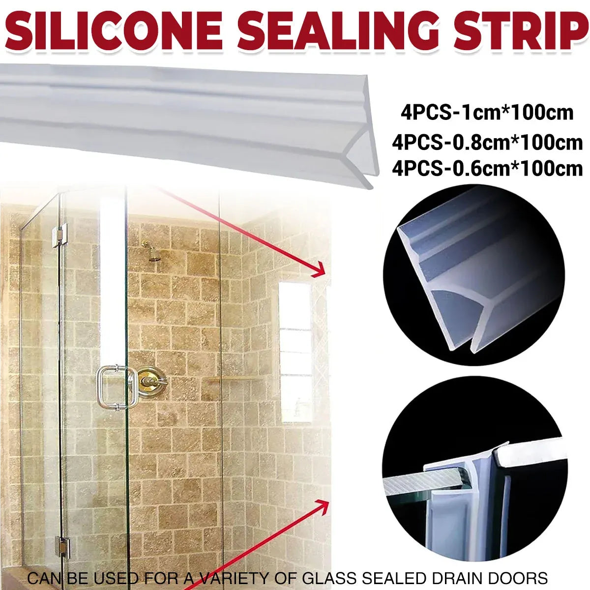 Silicone Sealing Strip Weatherproof Soundproof Door Window Seal for Home Office - 0.6 x 100CM