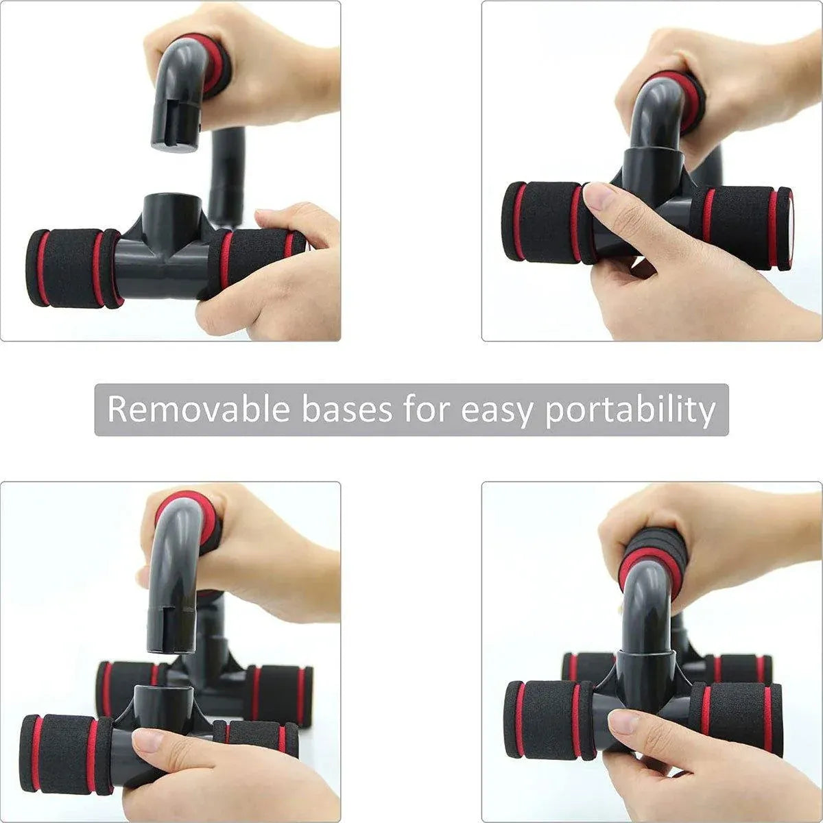 H Shaped Push Up Bars Home Fitness Equipment for Chest Arm Shoulder Training - Red