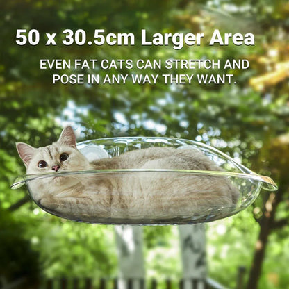 Cat Hammock Bed Glass Hanging Basket Clear Pet Nest Elevated Sleeping Bed - White