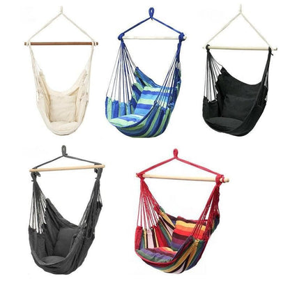 Portable Hanging Hammock Chair Swing Garden Outdoor Camping Soft - White