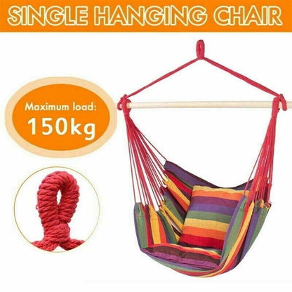 Portable Hanging Hammock Chair Swing Garden Outdoor Camping Soft - White