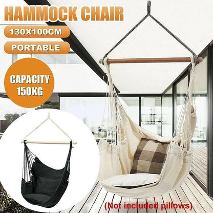 Portable Hanging Hammock Chair Swing Garden Outdoor Camping Soft - White