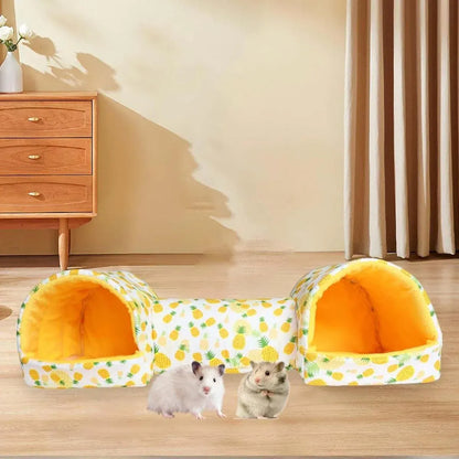 Small Pet Hamster Nest House Cotton Tunnel Comfortable Bedding for Hamsters - Pink