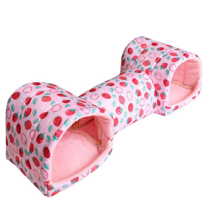 Small Pet Hamster Nest House Cotton Tunnel Comfortable Bedding for Hamsters - Pink
