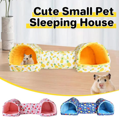 Small Pet Hamster Nest House Cotton Tunnel Comfortable Bedding for Hamsters - Pink