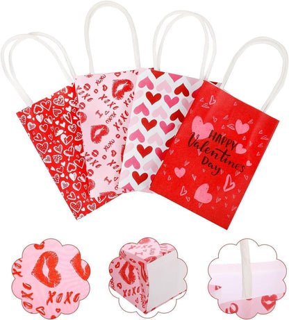 30x Valentines Day Love-Themed Tote Bag Elegant Kraft Paper Handbag Lightweight - Y169