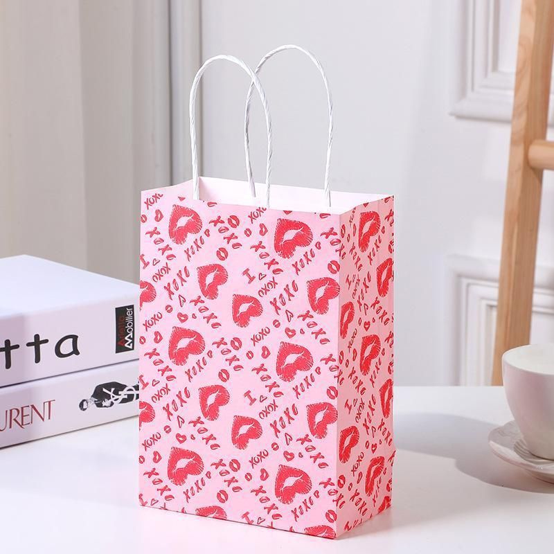30x Valentines Day Love-Themed Tote Bag Elegant Kraft Paper Handbag Lightweight - Y169